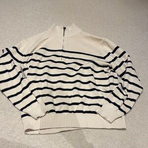 Brandy Melville Cream and Black Striped Sweater